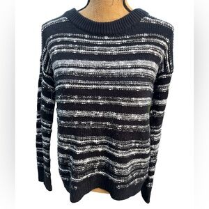 Calvin Klein Jeans Relaxed Fit Sweater Hi Lo Hem Black Gray Cream Size Medium